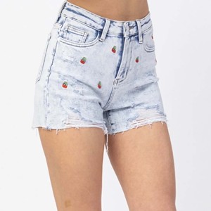 Shorts de Cintura Alta Transpirables y Ecológicos con Botones y Dobladillo Deshilachado, Shorts de Mujer con Cierre de Cordón y Tela de Lana - Product Image 1