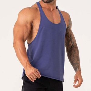 Débardeurs de sport respirants pour hommes, couleur unie, en polyester respirant, col en V, débardeur décontracté pour l'entraînement, bleu - Product Image 1