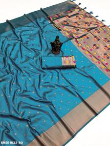 Premium Collection Festival Wear Banarasi Silk with Weaving Design &Zari Weaving Pallu <b>Saree</b>-<b>Blouse</b> Collection At Wholesale Rate - Product Image 6
