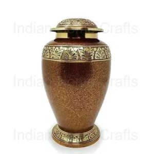 Bronze Pattern Urn <b>Keepsake</b> Cremation Urn Decorative Memorial Urn with Lid for Remembrance - Indian Home Crafts - Product Image 3