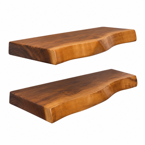 Wood <b>Wall</b> <b>Shelves</b> Rectangle Minimalist Design Iron Bracket <b>Mounting</b> Living Room Storage Holder Double Tier Lacquered Finish - Product Image 4