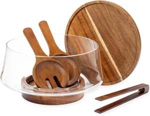 Nouvel ensemble de bols en bois avec pinces de service, grands bols pour fruits, céréales et pâtes, en bois de manguier bleu, diamètre et hauteur variés, exportation mondiale Falak - Product Image 4