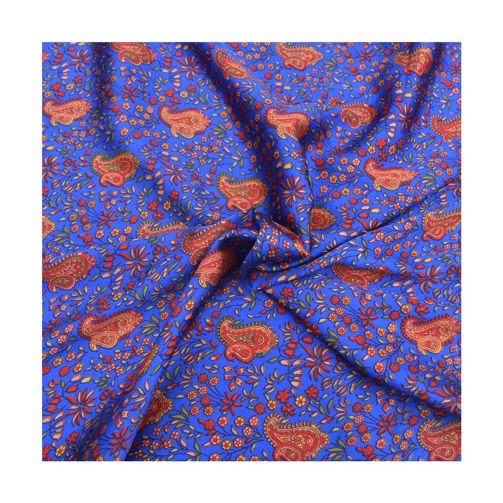 5 yards hand Printed Satin Silk fabric Flower printed fabric 100% Fabric Satin Silk printed Pure Satin Silk Voile Running Craft