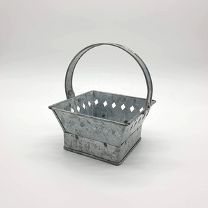 Galvanized Metal Basket Planter and Storage <b>Box</b> <b>For</b> <b>Garden</b> and Home Decoration Modern Planter Bucket - Product Image 2
