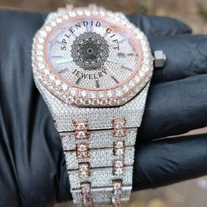Reloj de Cuarzo de Lujo para Hombre y Mujer, Caja Plateada con Moissanita, 39 mm, Movimiento Analógico ETA, Cristal de Zafiro, Cierre Oculto, Resistente al Agua 10 m, Fecha Automática - Product Image 1