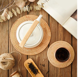 Manufacture Handmade Woven Rattan Trivet For Custom Home <b>table</b> <b>protector</b> crafts Tea pot & Hotpot Pads - Product Image 5