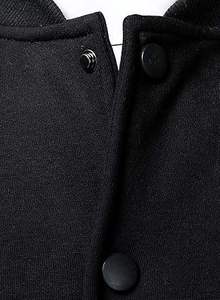 Blouson Bomber Homme Streetwear Noir en Similicuir avec Manches en Cuir PU, Style Universitaire Personnalisé, Coupe Slim, Veste Décontractée - Product Image 4