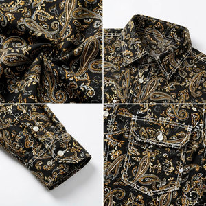 Camisa Occidental de Algodón Resistente al Fuego para Hombre de Alta Calidad 2027 - Camisa de Soldadura de Alta Resistencia con Triple Costura, Diseño Paisley y Broches de Perla - Product Image 6