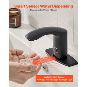Rubinetto Automatico per Lavabo Bagno con Sensore di Movimento, Senza Contatto, Regolabile, a Batteria, con Copertura per Foro del Rubinetto del WC - Product Image 2
