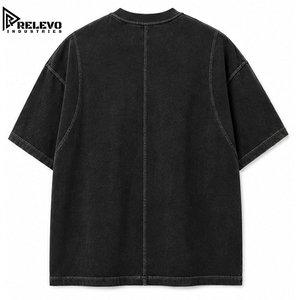 เสื้อยืดโอเวอร์ไซส์วินเทจทรงพรีเมียมสำหรับผู้ชาย ผ้าคอตตอนหนานุ่ม ตัดเย็บแบบสามชิ้น สไตล์สตรีทแวร์ ไหล่ตก ทรงหลวม - Product Image 2