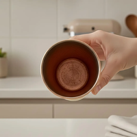 Verre simple 100% cuivre pur avec polissage miroir brillant, fait main, écologique, verre court classique pour la cuisine et les fêtes