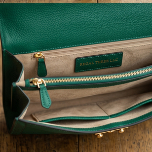 Bolso Bandolera Clásico de Cuero Genuino Verde con Cierre de Solapa, Bolso de Mano de Cuero Suave de Lujo para Mujer, Uso Diario - Product Image 3