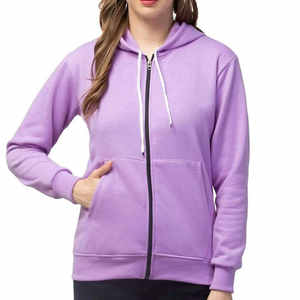 Sweat-shirt à capuche zippé en polaire pour femme, avec logo, manches longues, cordon de serrage, décontracté, pour l'hiver - Product Image 1
