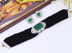 Ensemble collier et boucles d'oreilles en laiton plaqué argent de haute qualité avec zircon, pour femme, cadeau de fiançailles, pour mariage et soirée - Product Image 2