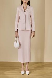 Jupe crayon structurée taille haute en sergé pour femme, jupe droite tissée maxi unie, disponible en plusieurs couleurs KV28 - Product Image 5