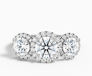 Three Stone Moissanite Claw Setting Wedding Engagement Party <b>Ring</b> 925 Sterling Silver White Gold Plated Luxury Trilology <b>Dainty</b> - Product Image 1