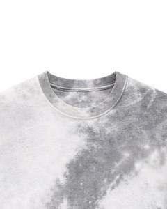 Camiseta Tie Dye Blanca y Gris para Hombre, Cuello Redondo, Manga Corta, Algodón, Estilo Vintage, Ropa Urbana Informal de Verano, OEM, Venta al Por Mayor, Exportación Profesional - Product Image 4