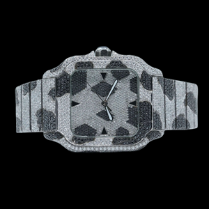 Trendy 41MM Luxury Moissanite Diamond Stones Stainless Steel Fashion Smart Dial Display Glass <b>Window</b> Man's Watch <b>Silicone</b> Band - Product Image 1