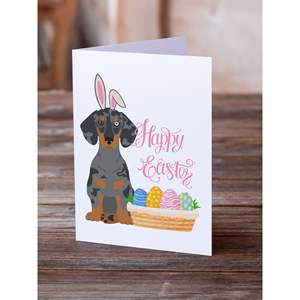 Whimsical A7 tamaño 5x7 negro Dapple Dachshund Pascua tarjetas de felicitación Paquete de 8 tarjetas de nota en blanco con sobres - Product Image 2