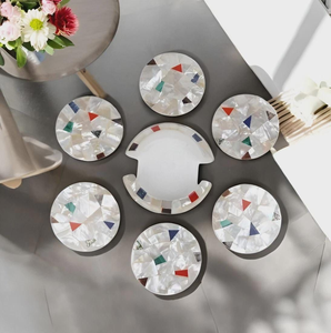 แผ่นรองแก้วมุกหรูหรา ประดับมุกเปล่งประกาย แผ่นรองแก้วมุกเงางาม โดย blossom craft india - Product Image 1
