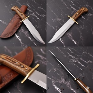Cuchillo de caza hecho a mano de acero inoxidable con mango de madera y funda de cuero, cuchillo de supervivencia para exteriores de hoja fija de 14 pulgadas. - Product Image 6