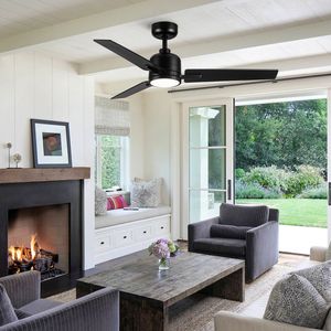 48-Inch <b>Black</b> Low Profile <b>Ceiling</b> <b>Fan</b> with Light Elegant Home Decor - Product Image 3