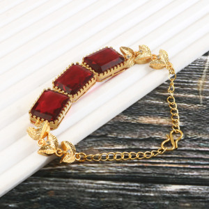 Rafay Gemstone Red Glass Gold Plated Platinum Luxury Charm <b>Bracelet</b> Adjustable Black Handmade Fashion Jewelry Unisex Wedding - Product Image 4