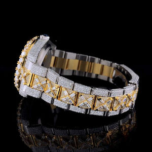 Reloj de Moda de Calidad Superior con Diseño Personalizado, Estilo Hip Hop, con Diamantes Cultivados en Laboratorio, Movimiento de Cuarzo, Gemas y Piedras para Hombre - Product Image 4