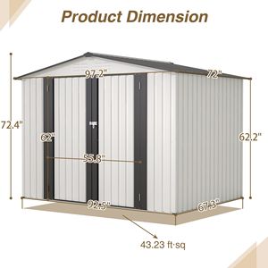 Casetta da Giardino in Metallo Bianco 8 x 6 Piedi, Resistente alle Intemperie, con 2 Porte Chiudibili a Chiave per Giardino, Cortile e Deposito Attrezzi - Product Image 2