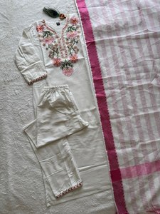 Traje Tradicional Indio de Color Sólido, Elegante, de 3 Piezas, Ligero, Informal, para Mujer, Salwar Kameez, Top de Diseñador, para Fiestas, Todas las Temporadas - Product Image 6