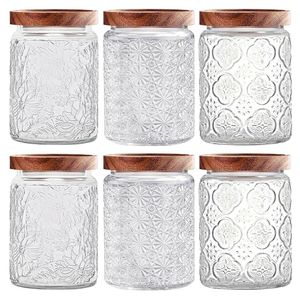 Handmade Style Glass Jar With Wooden Lid Useful For Keeping Sugar Tea Coffee And Small Kitchen Essentials - Product Image 4