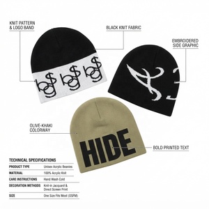 Unisex <b>Acrylic</b> Beanie With Embroidery <b>Letter</b> Pattern Street Style Winter Hat 56-58CM - Product Image 5