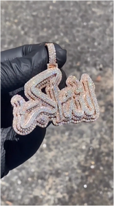 Nouveau design tendance, bijoux hip-hop en argent et or, micro-pavé de pierres en moissanite, pendentif alphabet arabe pour hommes - Product Image 3