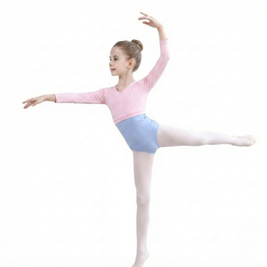 Justaucorps de gymnastique et de danse pour femmes, personnalisé avec des strass brillants, en coton, manches longues, taille élastique, confortable - Product Image 4