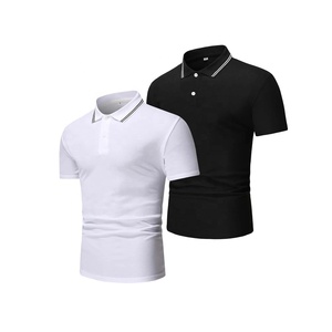 Garniture contrastée 2 pièces pour polo pour hommes, anti-froissement, logo personnalisé, t-shirts de golf grande taille, prix d'usine, vente en gros, OEM - Product Image 1