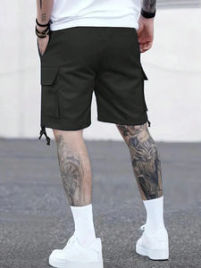 Pantalones Cortos Cargo Clásicos para Hombre, 98% Algodón, 2% Elastano, Venta al Por Mayor, Estilo Hip Hop, con Cordón Ajustable - Product Image 4