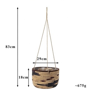 Cestas de Almacenamiento Decorativas para el Hogar de Vietnam, Macetas Colgantes de Jacinto de Agua y Pasto Marino con Revestimiento de Plástico Tejido - Product Image 4