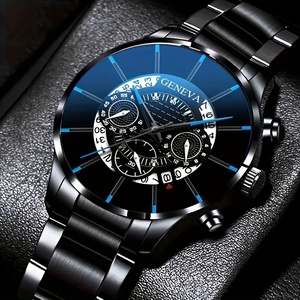 Juego de 4 Relojes de Cuarzo Redondos Elegantes para Hombre y Reloj Negro para Hombre - Product Image 2