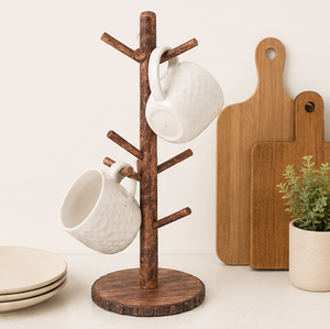 Wholesale Eco-Friendly Wood Mug Holder Tree Space Saving <b>Kitchen</b> <b>Storage</b> <b>Rack</b> 3-Layer Design Countertop Coffee Mug Stand Display - Product Image 4