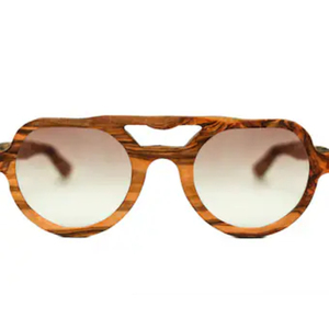 Lunettes de soleil artisanales en bois de zèbre, monture ronde rétro en bois, écologiques, unisexes, polarisées, logo personnalisé OEM - Product Image 3