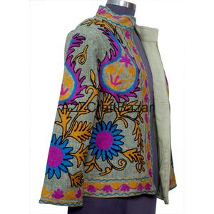 Chaqueta Bomber Bordada a Mano con Diseño Floral, de Algodón Ecológico, Secado Rápido, Transpirable, Cuello en V, con Volantes, Informal, para Invierno/Primavera - Product Image 4