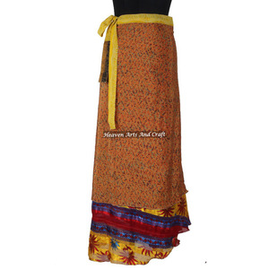 Falda Cruzada Impresionante Talla Grande **Artículo Popular para el Verano** Falda Cruzada Larga de Seda Sari Vintage para Mujer - Product Image 5
