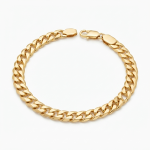 สร้อยข้อมือแบบ Cuban Link ชุบทอง 18K สำหรับทุกเพศ  แบบโซ่  ชุบทองเหลือง  ของขวัญเครื่องประดับ - Product Image 4