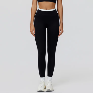 Contrast Color Ribbed High Waist Yoga <b>Leggings</b> for Women Custom Activewear Yoga Clothes Butt Lifting Fitness <b>Leggings</b> - Product Image 3