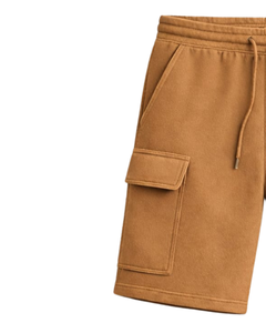 Pantalones Cortos Cargo para Hombre Color Camel, Cintura Elástica con Cordón, Estilo Casual Urbano, Múltiples Bolsillos, Pantalones Cortos de Verano, Logotipo Personalizado, Fabricante OEM - Product Image 2