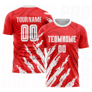 Custom Red White Sublimation Soccer Uniform Jersey Personalized Team Football Kit Breathable Moisture Wicking <b>Athletic</b> - Product Image 1