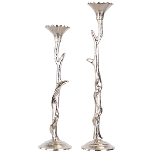 Luxury <b>Silver</b> Aluminum Flower Candle Holder Set Decorative Branch Taper <b>Candlestick</b> for Wedding Centerpiece Modern Floral Vibe - Product Image 3