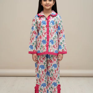 Conjuntos de pijamas/ropa de dormir para niñas en 100% algodón puro, nuevos pijamas personalizados al por mayor para niñas. - Product Image 1