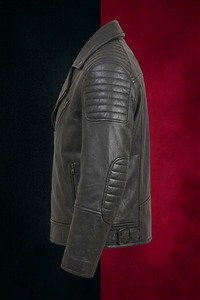 Chaqueta de Motociclista de Cuero Genuino Negro para Mujer, Corte Ajustado, Color Sólido, Impermeable, Cierre Frontal con Cremallera, Acabado Crudo, Ropa de Calle para Invierno - Product Image 6