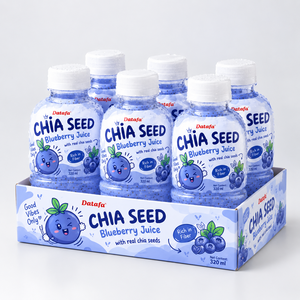 Puré de Jugo de Arándanos con Semillas de Chía, 320 ml, Bebida de Fruta Recién Exprimida en Botella con Semillas de Chía Reales - Product Image 2
